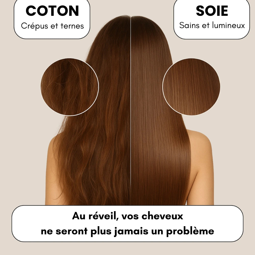 Taie d'oreiller 100 % soie anti-frisottis