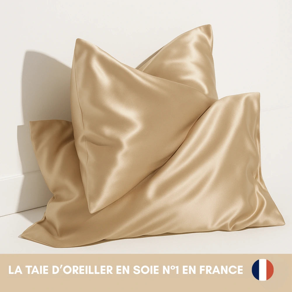 Taie d'oreiller 100 % soie anti-frisottis