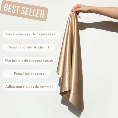 Taie d'oreiller 100 % soie anti-frisottis