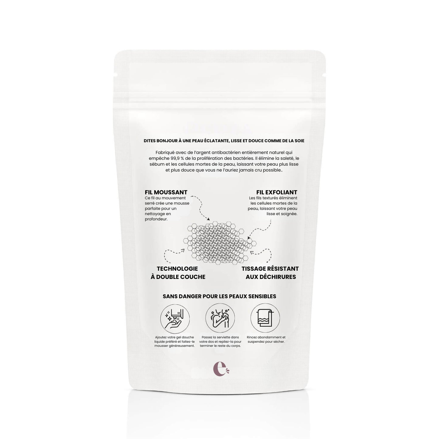 Serviette de douche exfoliante antibactérienne