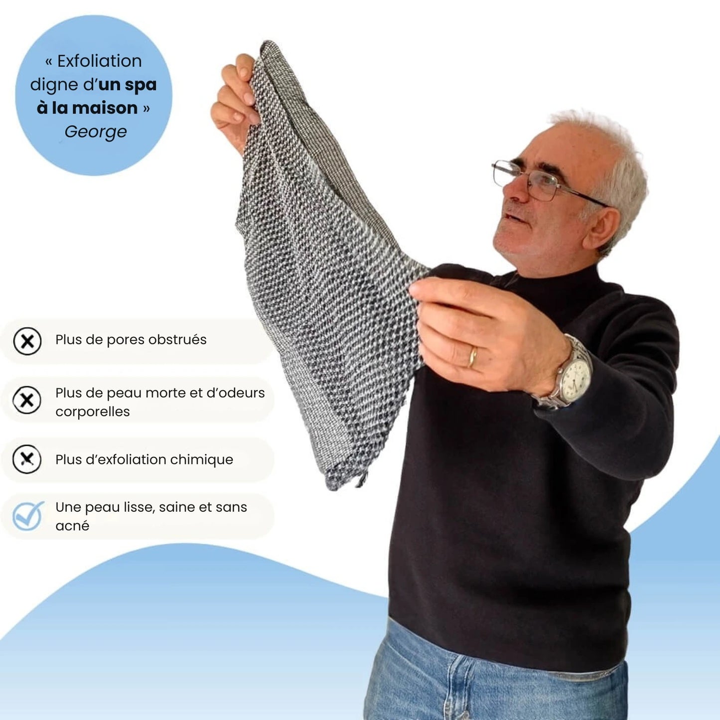 Serviette de douche exfoliante antibactérienne