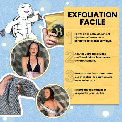 Serviette de douche exfoliante antibactérienne