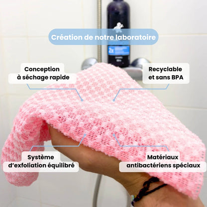 Serviette de douche exfoliante antibactérienne