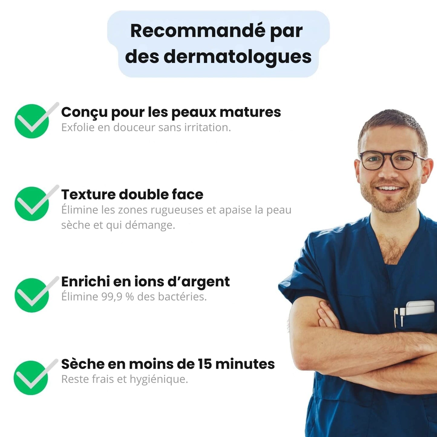 Serviette de douche exfoliante antibactérienne